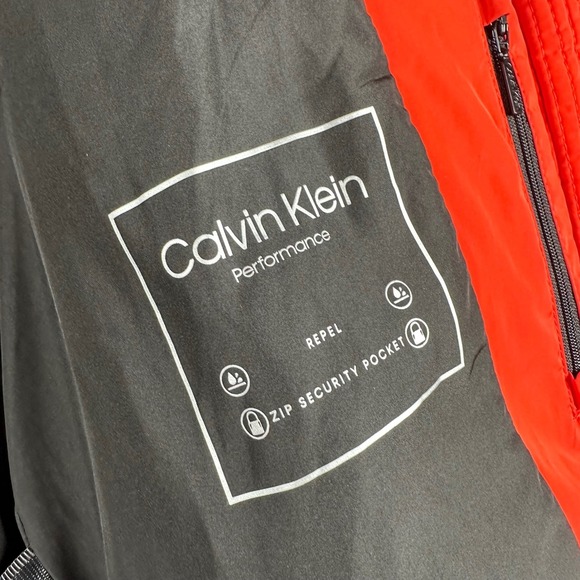 Calvin Klein Performance Puffer Jacket Inner Straps Orange Zip Hooded Women's XS - Picture 5 of 16